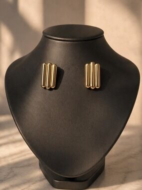 Rumored Roxanne Gold Tone Sculptural Stud Earrings NWT Minimalist Quiet Luxury